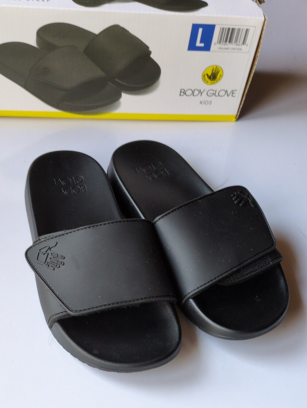 Body Glove Kids Slides Sandals Adjustable Sz L 3/4 Black